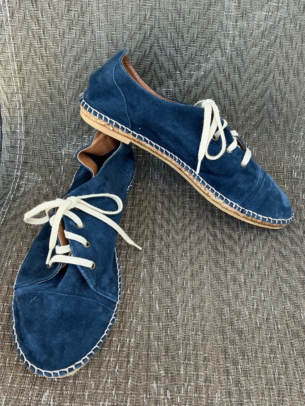 Chocolate Blu Navy Suede Lace-Up Espadrille Shoes
